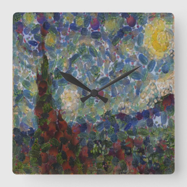 The Gourdy Night Starry Fine Art Spoof Square Wall Clock (Front)