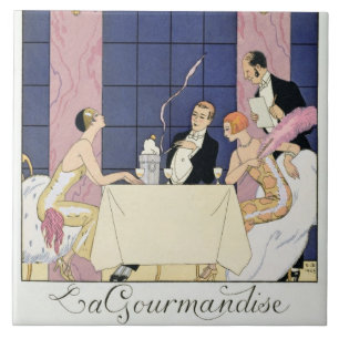 The Gourmands, 1920-30 (pochoir print) Ceramic Tile