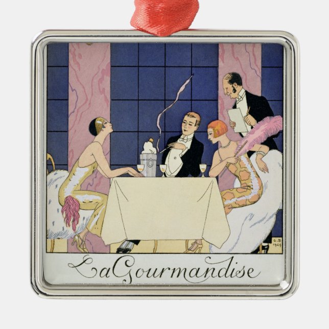 The Gourmands, 1920-30 (pochoir print) Metal Tree Decoration (Front)