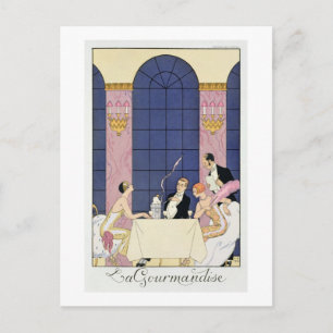 The Gourmands, 1920-30 (pochoir print) Postcard