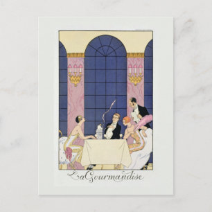 The Gourmands, 1920-30 (pochoir print) Postcard