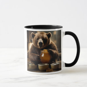 The gourmet bear and its golden honey pot. mug