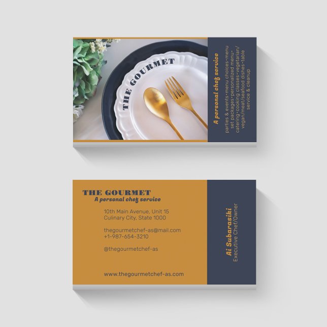 The Gourmet Personal Chef Yellow Business Card (Creator Uploaded)