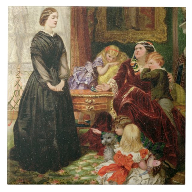 The Governess, 1860 (oil on canvas) Ceramic Tile (Front)