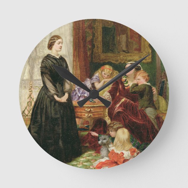 The Governess, 1860 (oil on canvas) Round Clock (Front)