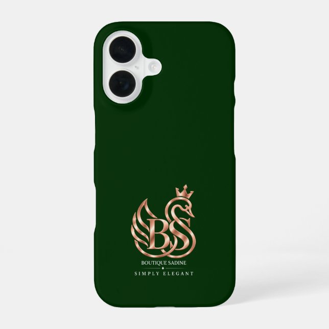 The Graceful Swan Minimalist Deep Forest Gr iPhone 16 Case (Back)