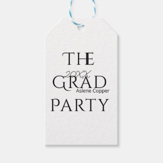 The grad party name 20XX bold letter graduatsimple Gift Tags