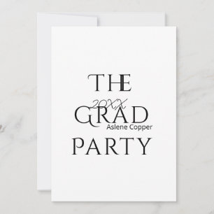 The grad party name 20XX bold letter graduatsimple Invitation