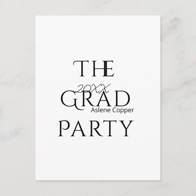 The grad party name 20XX bold letter graduatsimple Postcard (Front)