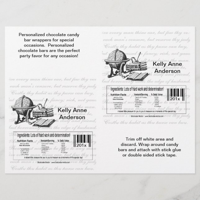 The Graduate Candybar Wrappers (With Nutritional F (Front)