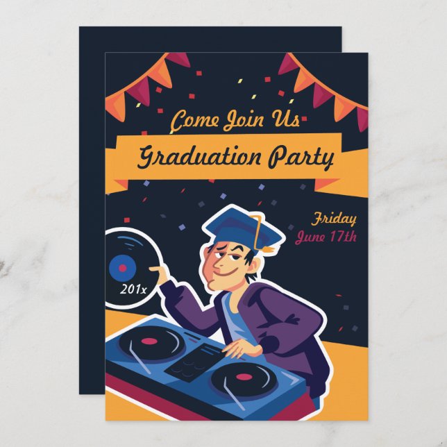 The Graduate DJ Graduation Party Invitation (Front/Back)
