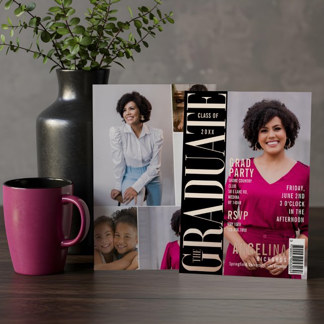 The Graduate Fun Trendy Magazine Cover Grad Party  (The Graduate Fun Trendy Magazine Cover Grad Party Foil Invitation)