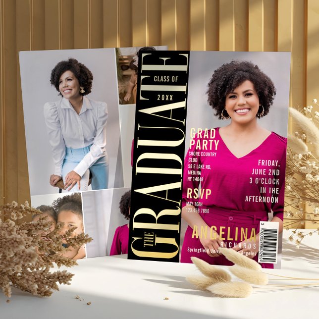 The Graduate Fun Trendy Magazine Cover Grad Party  (The Graduate Fun Trendy Magazine Cover Grad Party Foil Invitation)