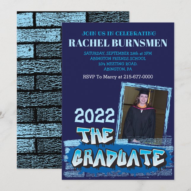 THE GRADUATE Graduation PARTY INVITE Graffiti (Front/Back)