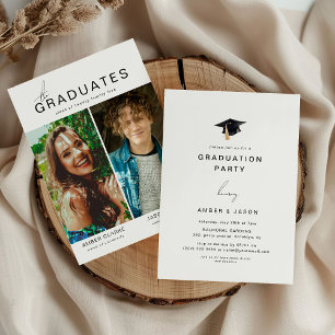 the GRADUATES', 2 Photo Joint Graduation Party Invitation