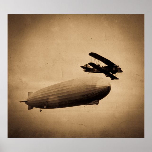 The Graf Zeppelin Approaching New York City 1928 Poster (Front)
