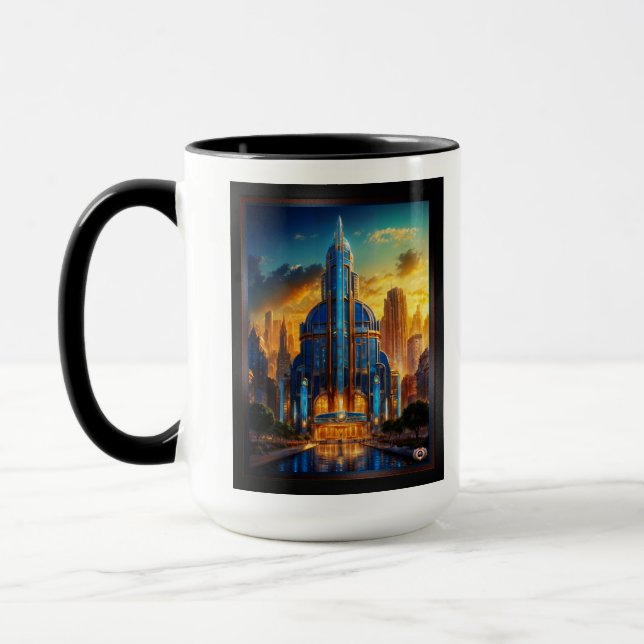 The Grand Art Deco Blue Plaza Pavilion by Xzendor7 Mug (Left)