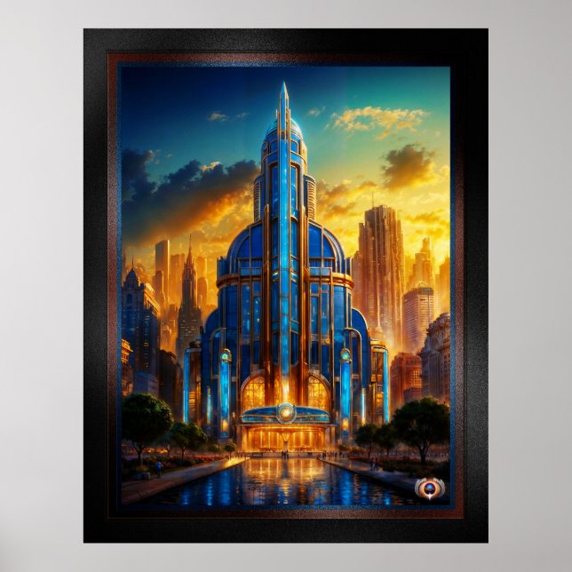 The Grand Art Deco Blue Plaza Pavilion by Xzendor7 Poster (Front)