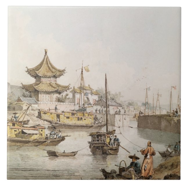 The Grand Canal, China, (w/c) Tile (Front)