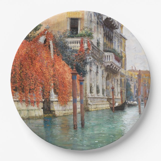 The Grand Canal in Venice (by Vincenzo Caprile) Paper Plate (Front)