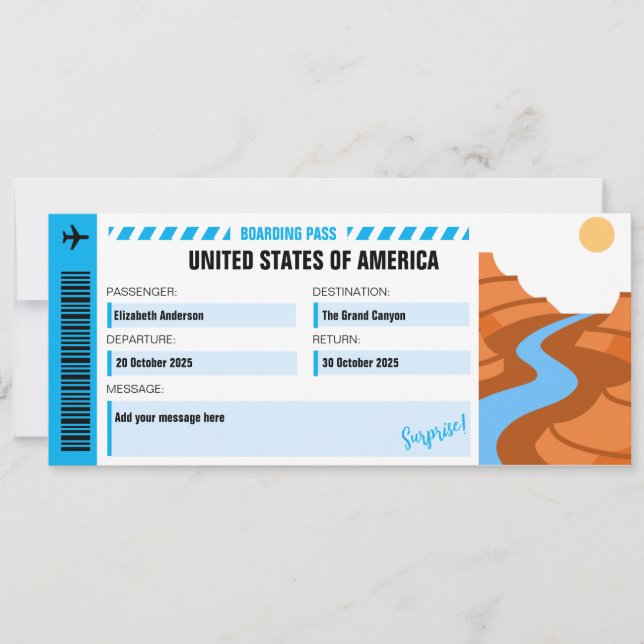 The Grand Canyon Surprise Trip Ticket (Front)