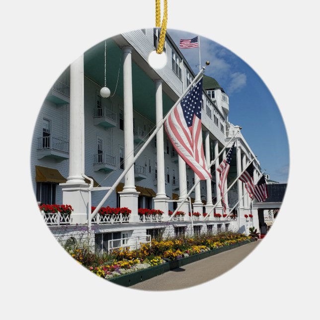 The Grand Hotel on Mackinac Island, Michigan Ceramic Ornament (Front)