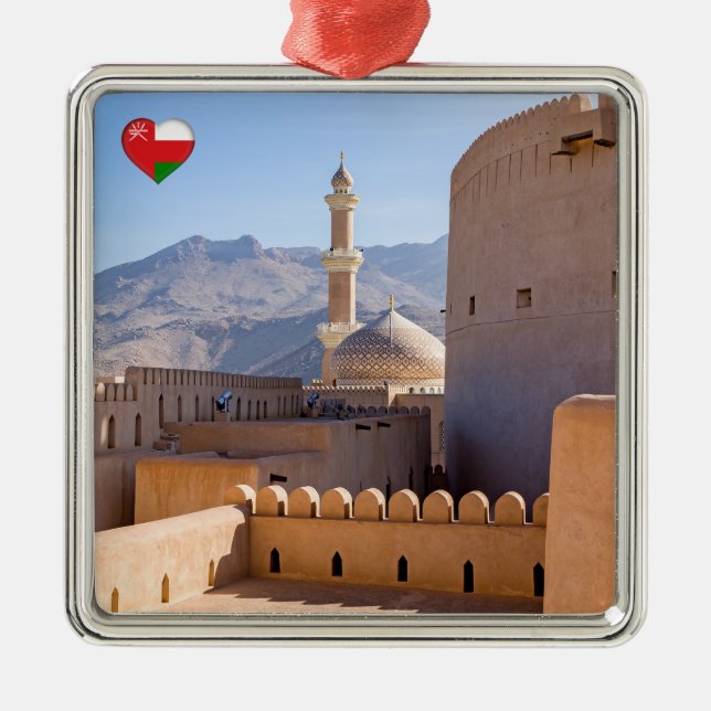 The Grand mosque and minaret in Nizwa - Oman Metal Ornament (Front)