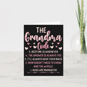 The Grandma Code Hugs Are Mandatory Quote  Card