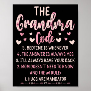 The Grandma Code Hugs Are Mandatory Quote Poster