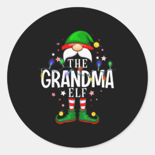 The Grandma Elf Christmas Family Pajama Party  Classic Round Sticker