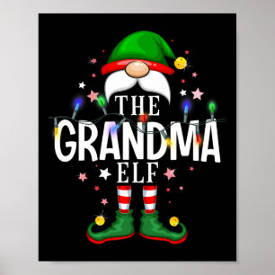 The Grandma Elf Christmas Family Pajama Party Poster