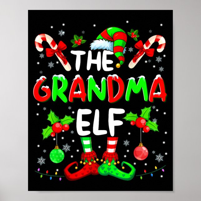 The Grandma Elf Costume Pajamas Pjs Christmas Xmas Poster (Front)