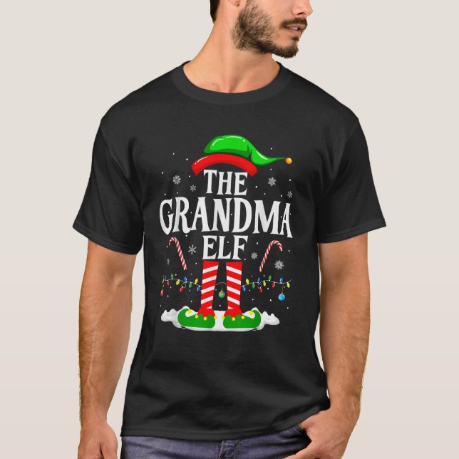 The Grandma Elf Funny Xmas Elf Matching Family Chr T-Shirt (Front)