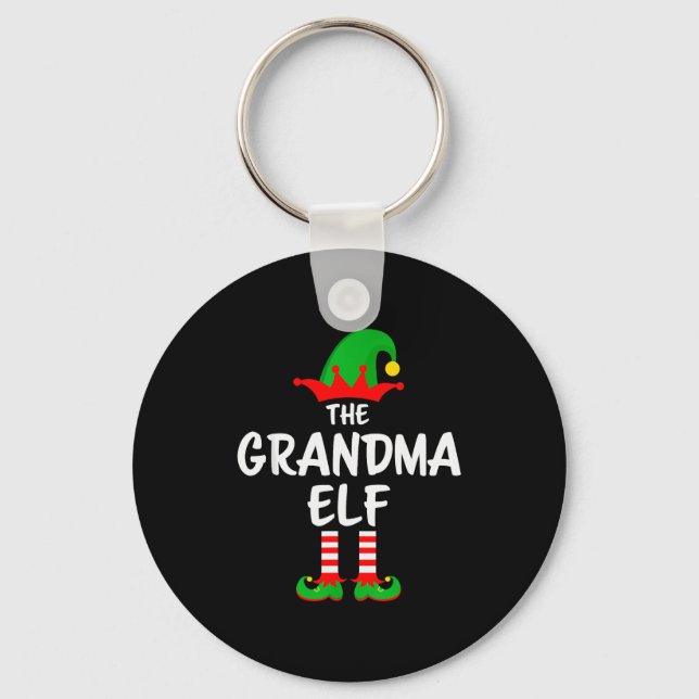 The Grandma Elf Matching Family Christmas  Key Ring (Front)