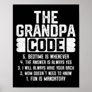 The Grandpa Code Cool Grandfather Joke Fathers Day Poster