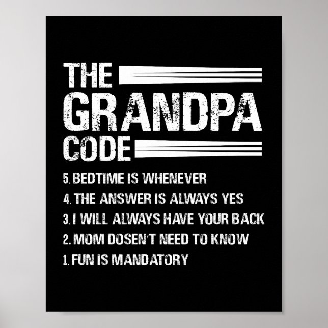 The Grandpa Code Funny Grandfather Poster (Front)