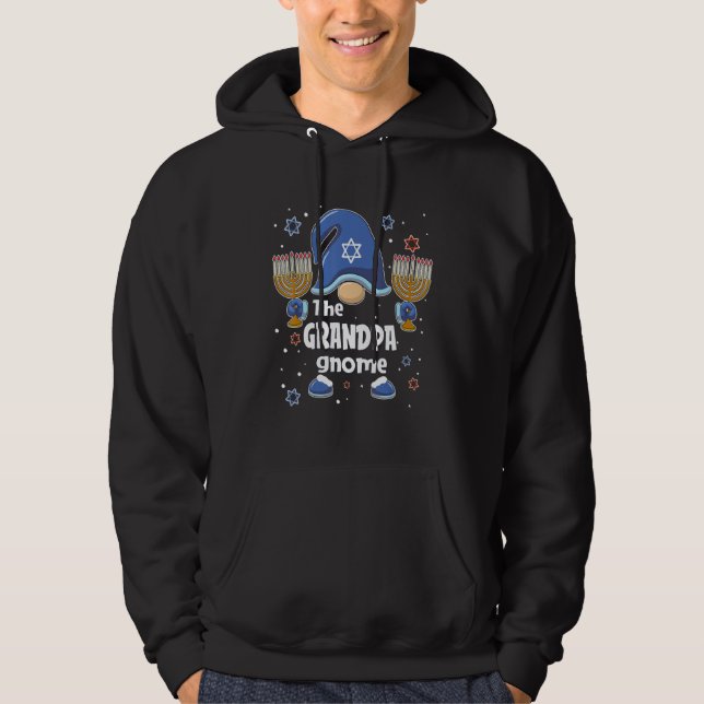 The Grandpa Gnome  Hanukkah Matching Family Pajama Hoodie (Front)