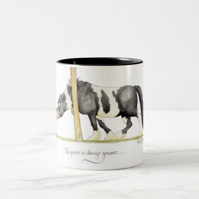 'The grass is always greener...' Mug. Two-Tone Coffee Mug (Center)