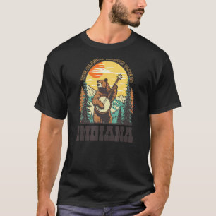 The Grass Is Blue In Indiana Vintage Bear Banjo Pl T-Shirt