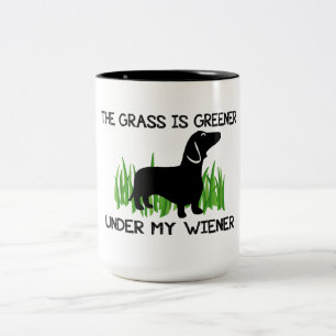 The Grass is Greener Under My Wiener Hot Dog Two-Tone Coffee Mug