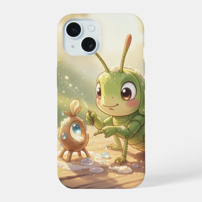 The Grasshopper and the Nectar Artwork.2 iPhone 15 Case (Back)