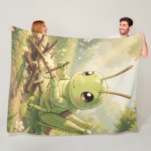 The Grasshopper and the Nectar Artwork Fleece Blanket
