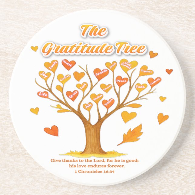 The Gratitude Tree Sandstone Coaster (Front)