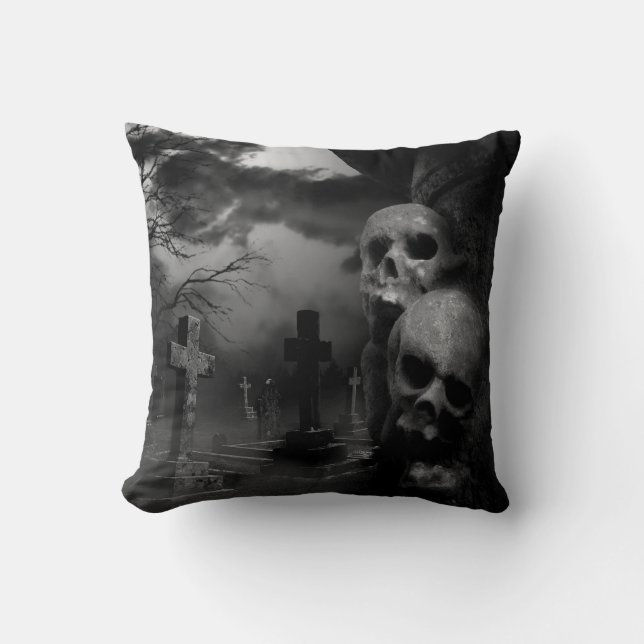 The Graveyard Shift (Gothic Graveyard scene) Cushion (Front)