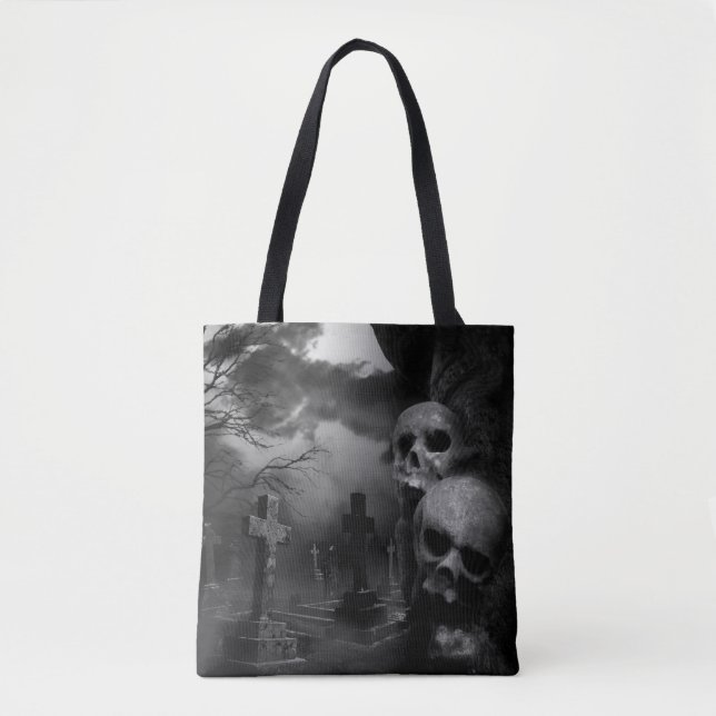 The Graveyard Shift (Gothic Graveyard Scene) Tote Bag (Front)