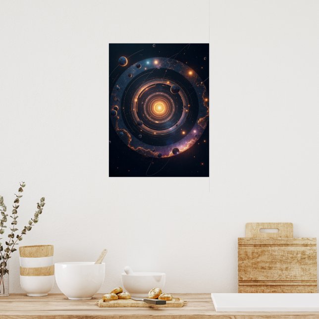 The Gravity of Shapes – Cosmic Geometric Abstract  Poster (Kitchen)