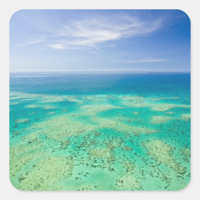 The Great Barrier Reef, aerial view of Green 2 Square Sticker (Front)