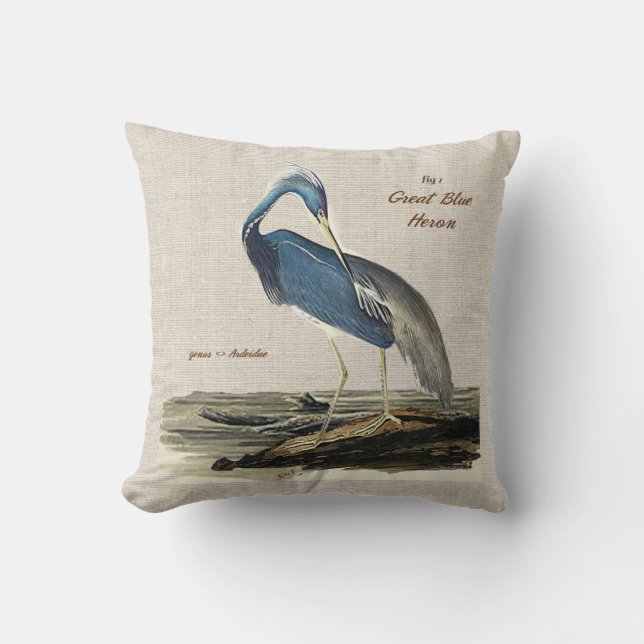 The Great Blue Heron - Cotton Cushion (Front)