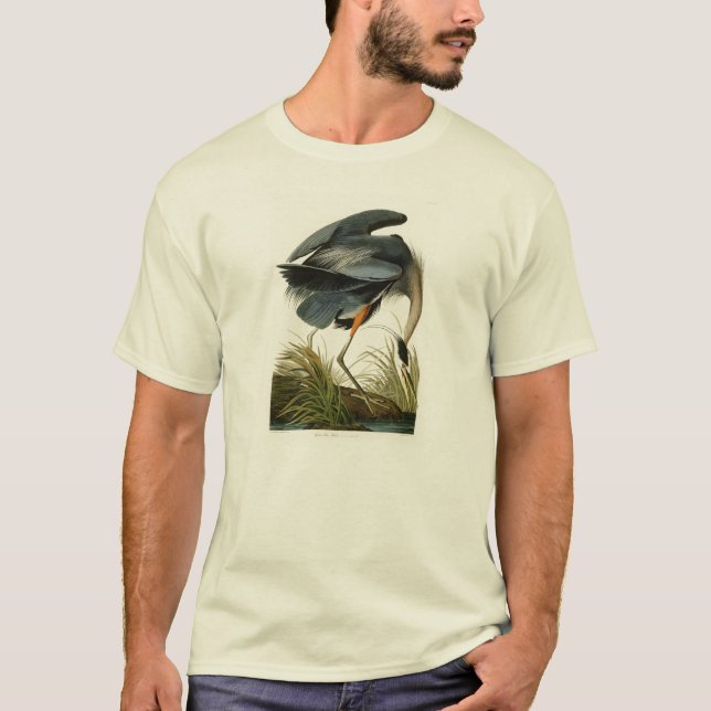 The Great Blue Heron John Audubon Birds of America T-Shirt (Front)