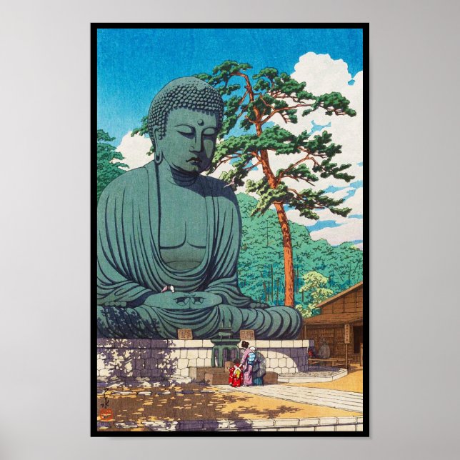 The Great Buddha at Kamakura Hasui Kawase hanga Poster (Front)